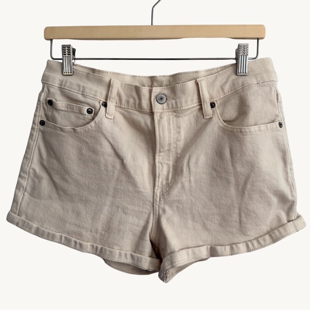 American Eagle High Rise Shorts Womens 6 Cream Stretch Denim Casual Summer